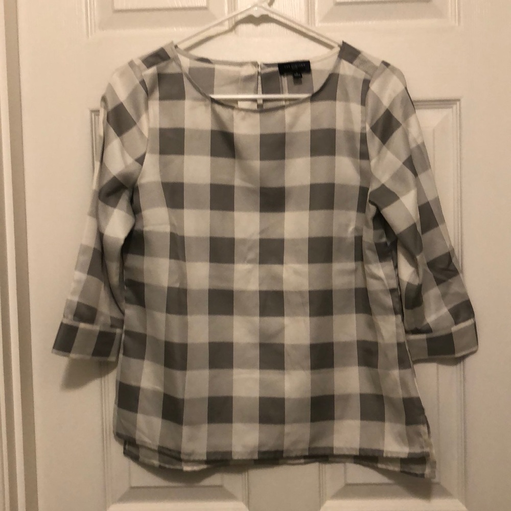 The Limited Grey and white checkered blouse